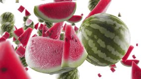 Burst of Watermelon and Watermelon Slices in White Background - Powered by Shutterstock - Get 15% off with code: PIKWIZARD15