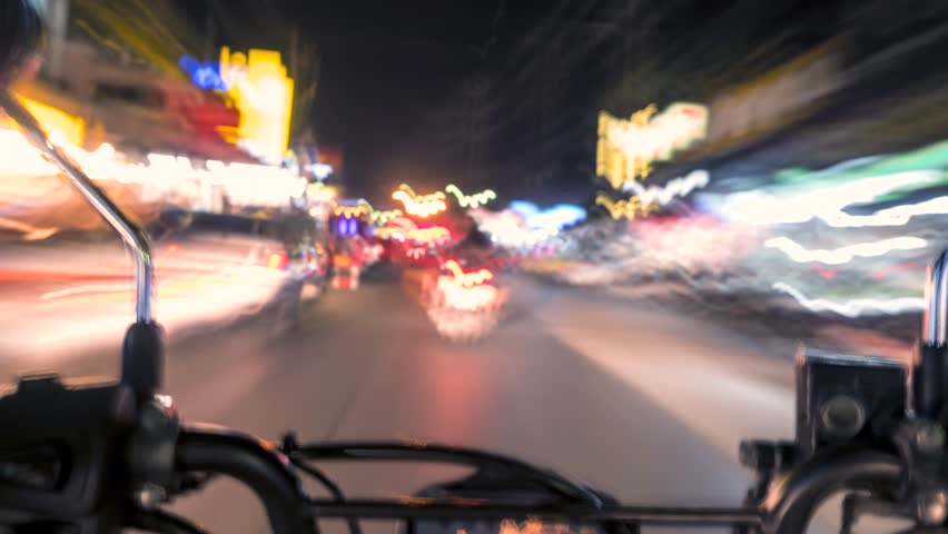 First Person View Timelapse: Motorbike Ride at Night Streets of Patong in Traffic near Bangla Road. Phuket, Thailand. 4K. | Shutterstock HD Video #34154854