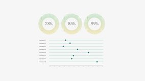 Animated futuristic rounded histogram, graph, indicators on white background, user screen dashboard or interface with graphs, lines, surfaces, motional and colorful diagrams, animated dashboard - Powered by Shutterstock - Get 15% off with code: PIKWIZARD15