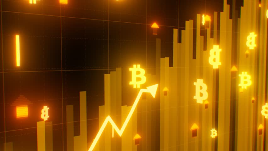 Bitcoin Price Pump Rising Animated Gold Chart Arrow Bull Market Rally - 4K Seamless VJ Loop Motion Background Animation - Powered by Shutterstock - Get 15% off with code: PIKWIZARD15