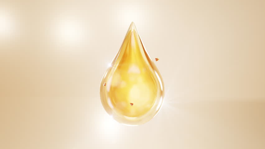 Animation 3D Golden Collagen Skin Serum and Vitamin illustration isolated on yellow color background. concept skin care cosmetics solution. 3d rendering.
