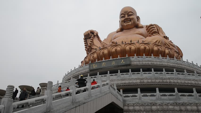 Ningbo,China - Feb 13: big Maitreya buddha made with coppar ,heigh 33m,  in