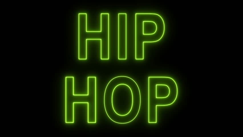 Rap, Hip Hop music neon glowing symbol. Light color bulbs. Rap battle and hip hop retro style abstract concept 3d animation. Royalty-Free Stock Footage #3415831907