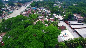 Take in the breathtaking aerial view of the quaint Riverside Traditional-old Village
