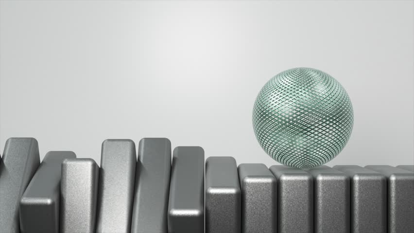 Futuristic 3D animation of a textured teal sphere rolling over grey mechanical gears, sleek and dynamic. Satisfying video. 3D Illustration - Powered by Shutterstock - Get 15% off with code: PIKWIZARD15