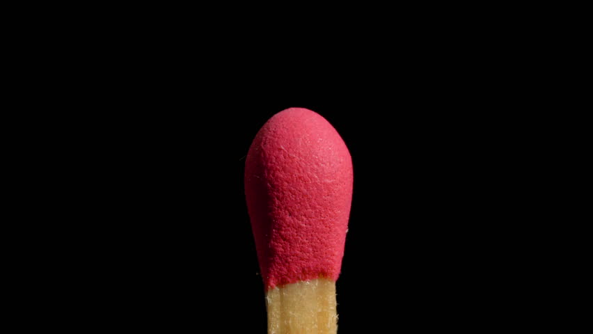 4K - Burning match. Extreme close-up