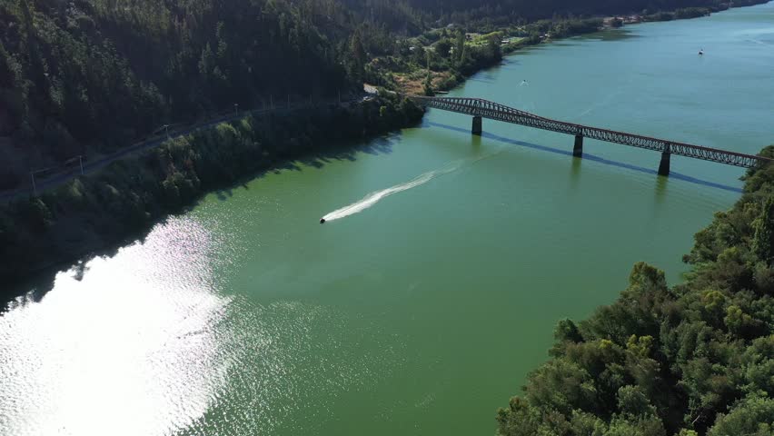 Train bridge over Maule river in Chile