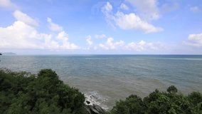 nature video background of the atmosphere of the blue seaside sky, the beauty of nature in the summer, the clear air and the wind blowing through in a cool blur, while traveling.
