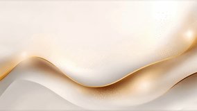white smooth flowing waves with curved golden lines abstract motion background. Seamless looping. Video animation Ultra HD 4K 3840x2160
