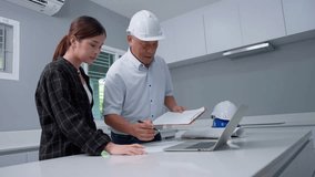 Senior home inspector checking home defects and teaching young engineers, before handing it over to client. Young engineers learn home inspection with Senior, Real estate, and renovation concepts. - Powered by Shutterstock - Get 15% off with code: PIKWIZARD15