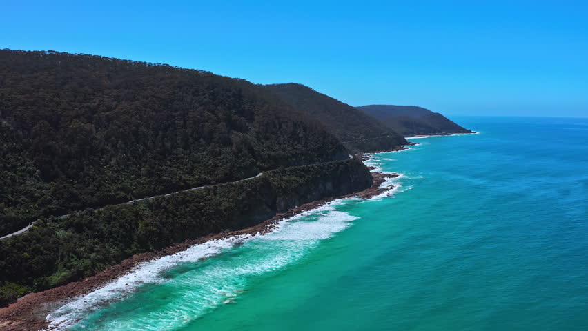 Victoria Australia Great Ocean Road aerial view landscape. Seashore scenics