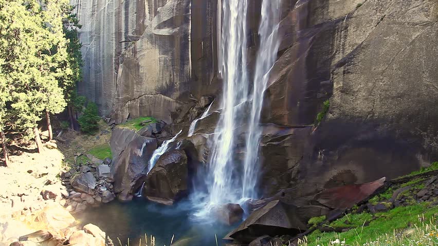 Yosemite National Park Vernal Fall on Merced River Mist trail. The beautiful waterfalls of California, United States