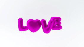 3D render of LOVE letters with heart in the form of inflated balloons hanging in the air with pink silk material on light background, 4K animated valentine's day template - Powered by Shutterstock - Get 15% off with code: PIKWIZARD15