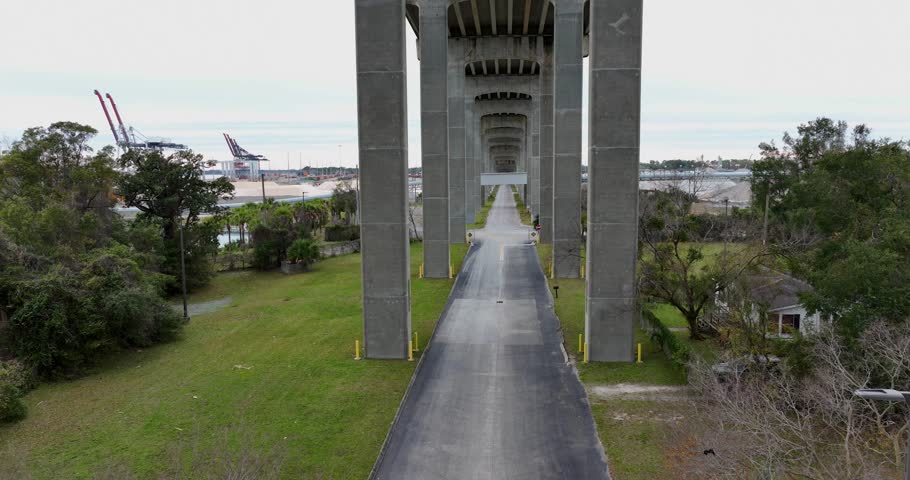 View from under the  Dames Point Bridge in Jacksonville, Florida.