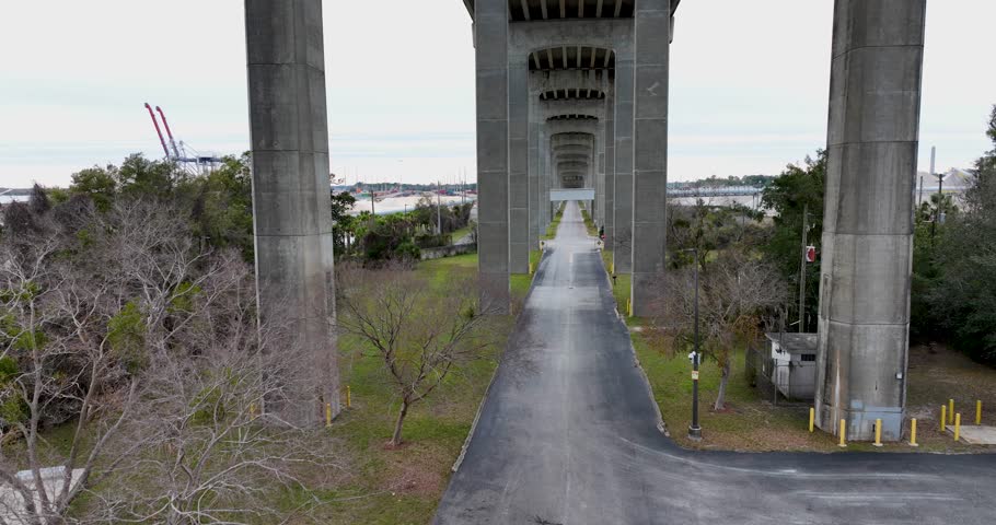 View from under the  Dames Point Bridge in Jacksonville, Florida.