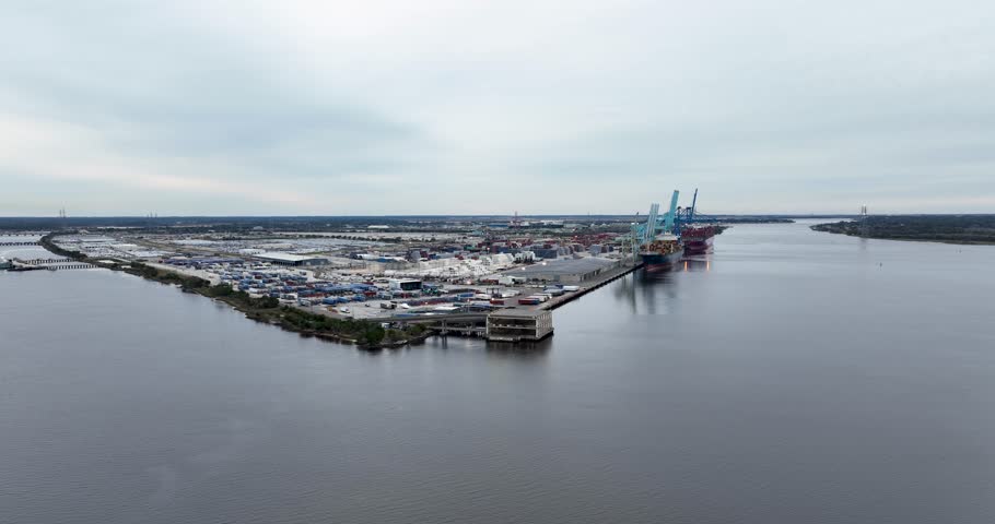 Aerial view of the Blount Island Marine Terminal in Jacksonville, FL.