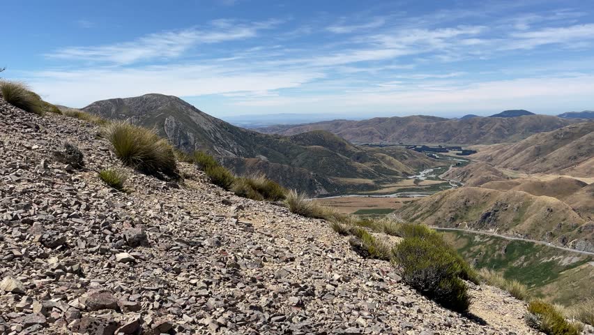 amazing views during climbing very steep mountains - Foggy Peak and Castle Hill Peak in Korowai Torlesse Tussocklands Park. Best hikes near Christchurch, Canterbury, New Zealand