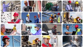 People of Different Professions at Work. Employment of Men and Women in Industries. Male and Female Industrial Workers. Professional Occupations. Employment and Labor. Industrial Production.