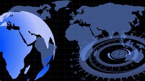 Digital world map with a futuristic interface element animated representing global technology and connectivity. - Powered by Shutterstock - Get 15% off with code: PIKWIZARD15