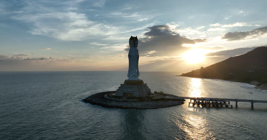 Buddhism Guanyin statue at seaside in nanshan temple, hainan island , China