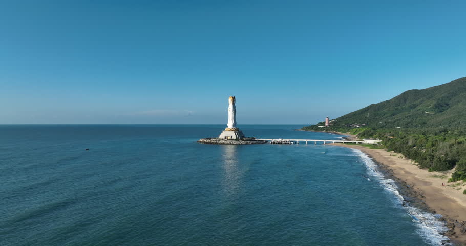 Buddhism Guanyin statue at seaside in nanshan temple, hainan island , China