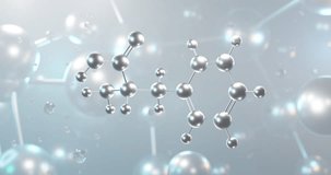 Phenylalanine rotating 3d molecule, molecular structure of alpha-amino acid, seamless video