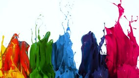 Colorful Paint Splashes in Super Slow Motion Isolated on White Background, 1000fps. - Powered by Shutterstock - Get 15% off with code: PIKWIZARD15