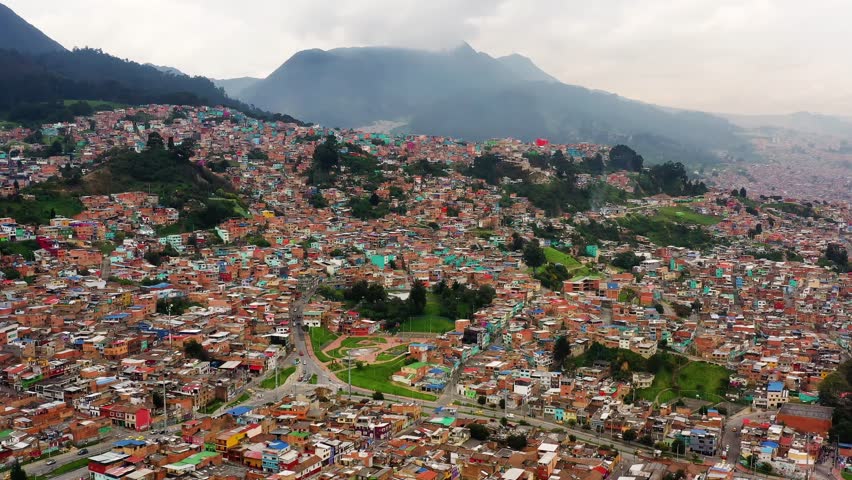 Bogota, capital of Colombia, and Monserrate mountain range.