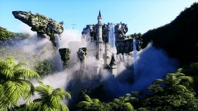 fantasy fairytale flying rocks with castle. Realistic 4k animation. - Powered by Shutterstock - Get 15% off with code: PIKWIZARD15