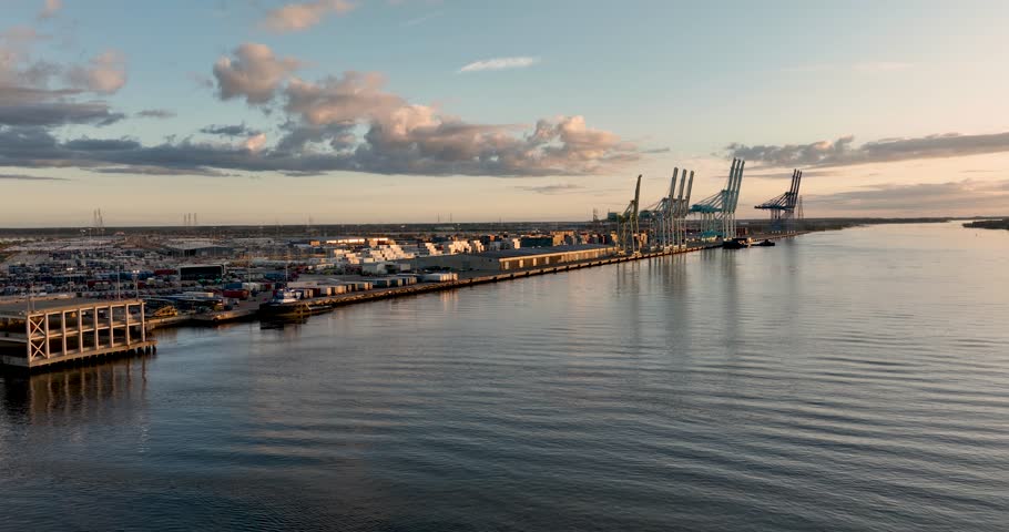 Aerial view of the Blount Island Marine Terminal in Jacksonville, FL.