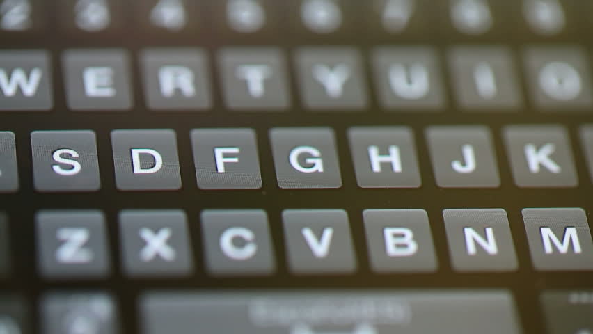 Man right hand typing "future" word over lcd touch screen