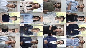 Group of diverse businesspeople pose with arms-crossed at workplace, look at camera, feel happy with company position. Business leadership, career growth, videocall app, multiple videos collage view - Powered by Shutterstock - Get 15% off with code: PIKWIZARD15