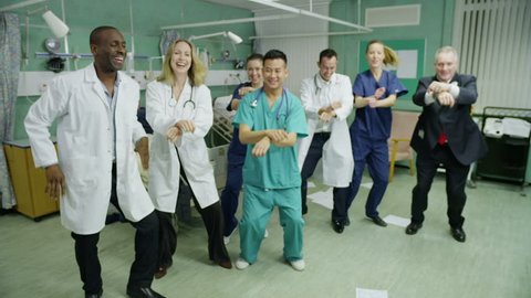 Crazy hospital patients and staff  stop working to show off some energetic moves to the latest big dance craze