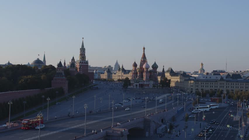 View of Krasnaya Square, Kremlin, Russia, day.