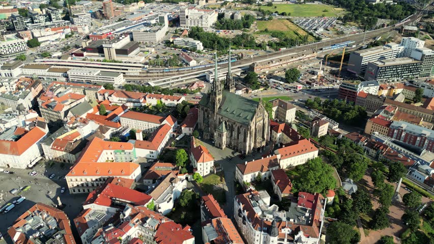 Drone view of the city Brno. Czech Republic. City of Brno. South Moravian region