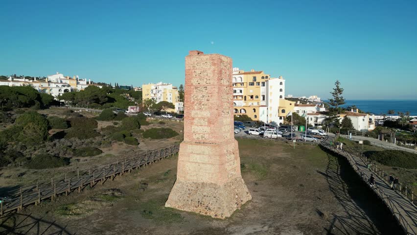 Old watchtower called Torre Ladrones on the beach of Cabopino, Marbella.