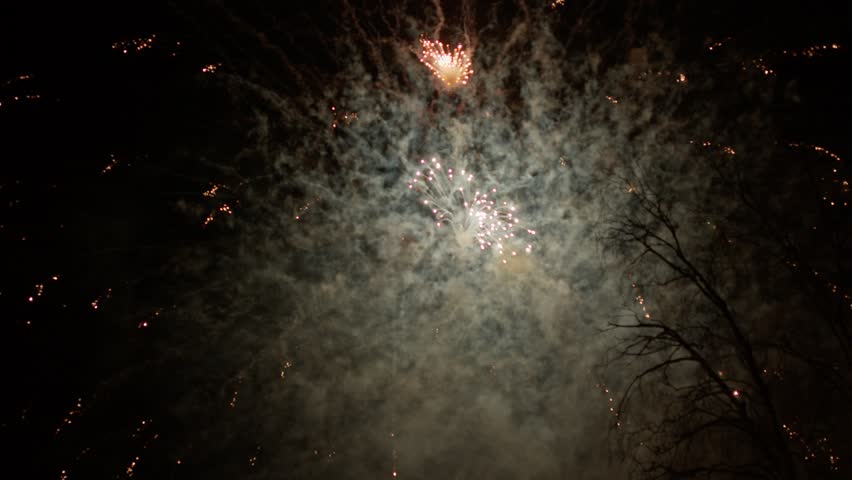 4k. Bright New Year's fireworks 2024. beautiful new year's eve. holiday day christmas. beautiful bright color spot show. eve New Year's holiday. national festival sky Royalty-Free Stock Footage #3417985751