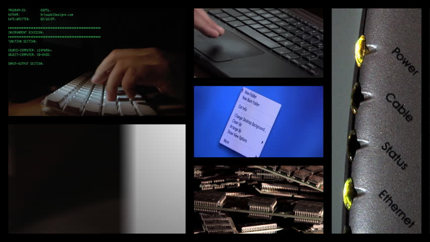 A montage of computer technology shots.