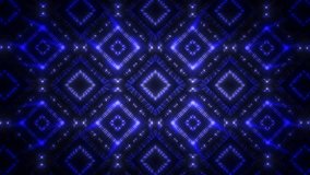 Lines and squares. Rhythmic movement. Psychedelic hypnotic transformation. Colorful blue graphics. Seamless animation footage. Optical illusion.