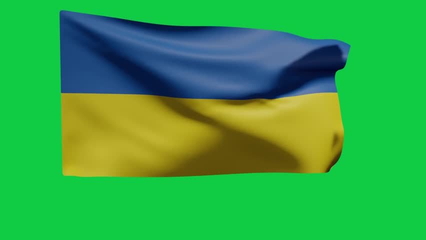 Ukraine Flag on Green background. Realistic 4K. 30 fps flag of the Ukraine. Ukraine flag waving in the wind. Seamless loop with highly detailed fabric texture. Russia vs Ukrain. War. Putin army. Royalty-Free Stock Footage #3418478913