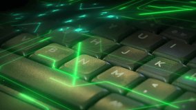 Abstract digital keyboard animated with glowing green lines and circuit patterns. - Powered by Shutterstock - Get 15% off with code: PIKWIZARD15
