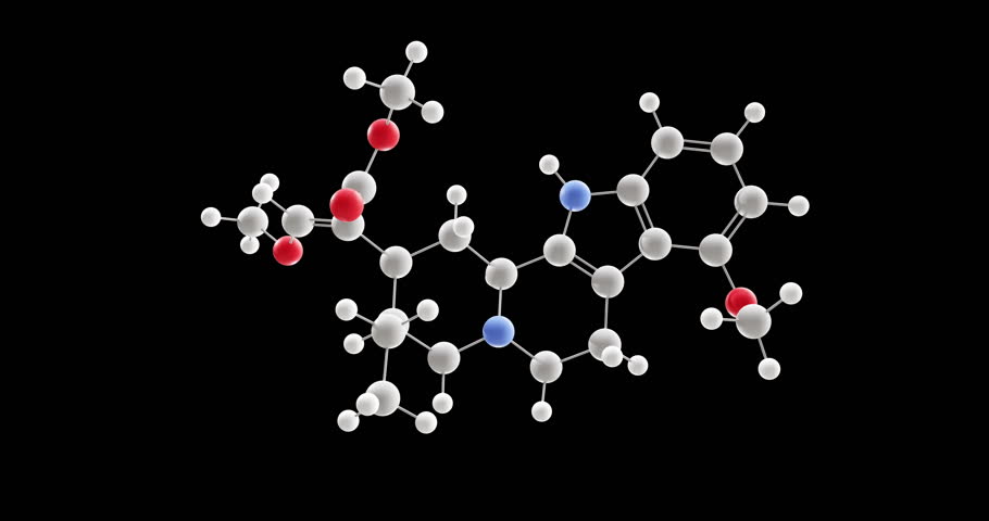 Mitragynine molecule, rotating 3D model of indole-based alkaloid, looped video on a black background Royalty-Free Stock Footage #3418548337