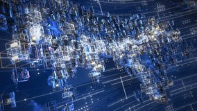 3D technology world map rotation looped background. High quality FullHD footage - Powered by Shutterstock - Get 15% off with code: PIKWIZARD15