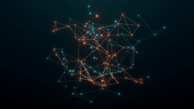 Polygon network in orange and blue. Abstract plexus, science, connections, wire, system and digital, geometry.  - Powered by Shutterstock - Get 15% off with code: PIKWIZARD15