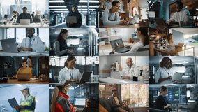 Split Screen Collage of Diverse Group of People Working on Laptops. Multiethnic Professionals, Entrepreneurs, Workers Using Computers, Learning, Creating. Multi Screen Productive Connectivity - Powered by Shutterstock - Get 15% off with code: PIKWIZARD15