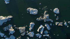 Global Warming Climate Change Concept. Icebergs in Jokulsarlon Glacier Lagoon. 4k