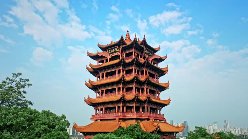 Yellow crane tower  in wuhan, hubei province, China  “黄鹤楼”means  Yellow crane tower