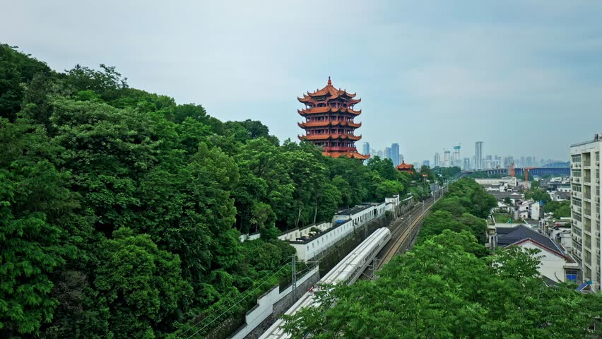 Yellow crane tower  in wuhan, hubei province, China  “黄鹤楼”means  Yellow crane tower