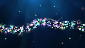 Animation of bokeh following a line path in underwater environment with fluctuating particles