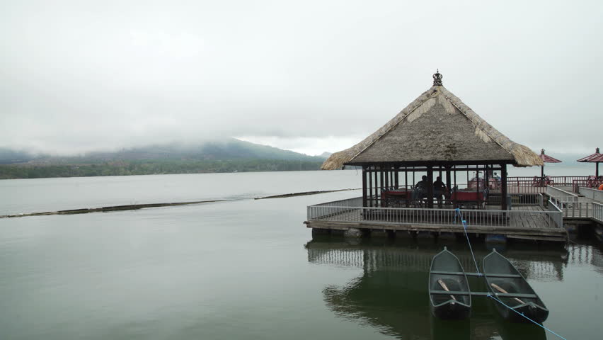 Floating Restaurant on lake Batur in Bali Indonesia